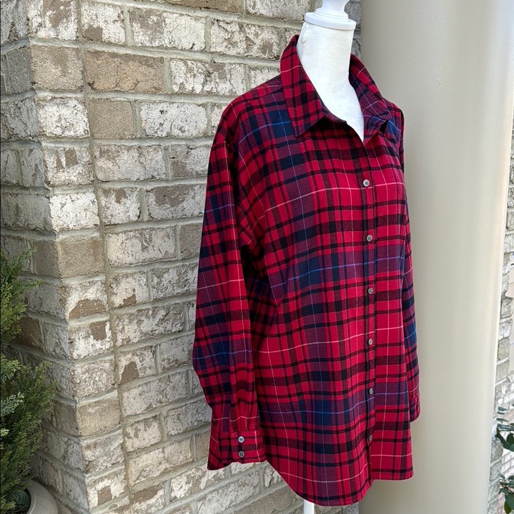 Brand New LOFT Red and Blue Plaid Shirt - Picture 3 of 12